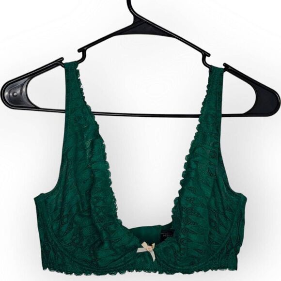 Heidi Klum Intimates Women's Dreamtime Lace Plunge Bra Emerald Green size 34E - Picture 1 of 7